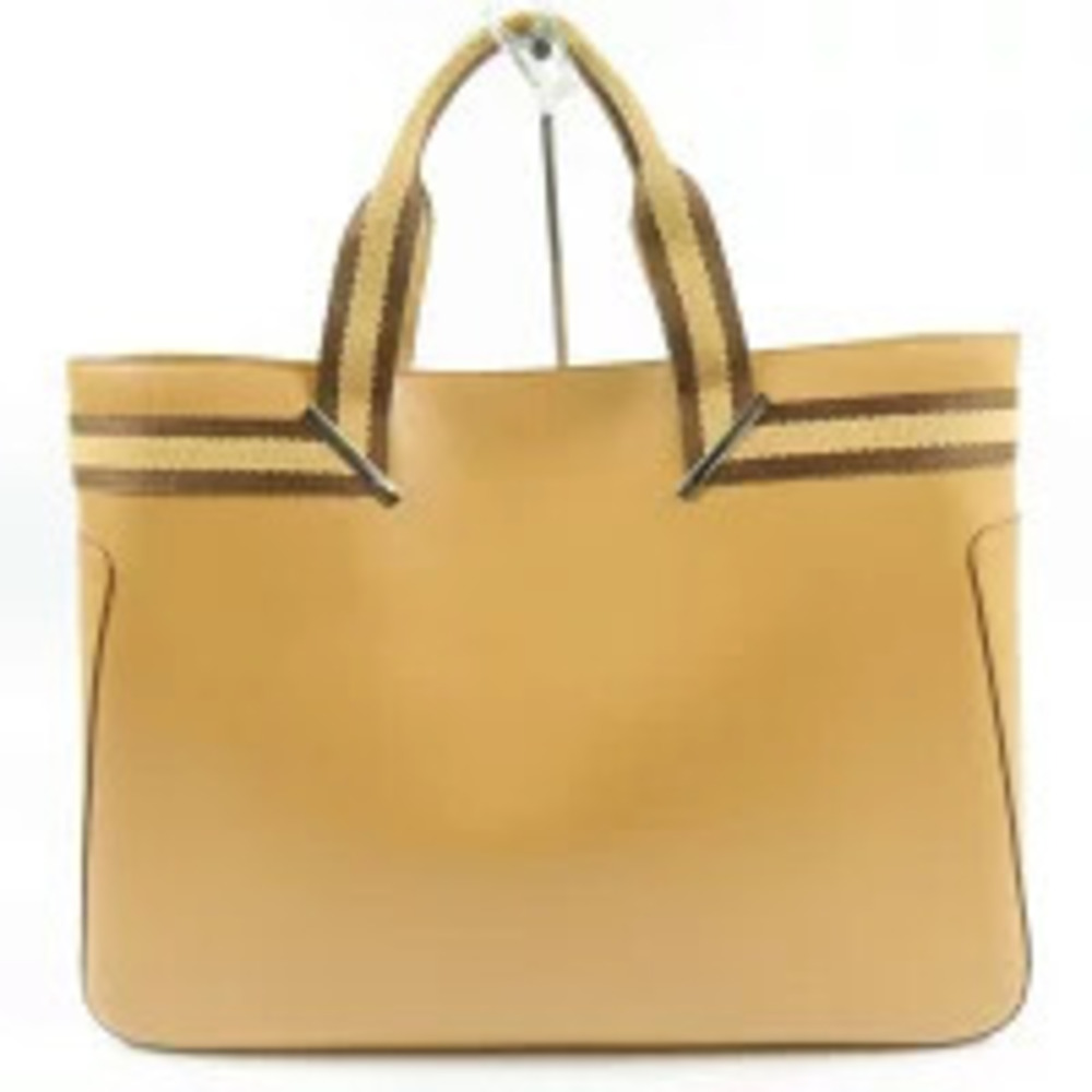 Gucci Leather Bag Tote Handbag Beige Tan